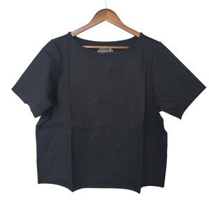 Betabrand Boxy Hi-Low Top Womens Size XL Black Short Sleeve Relaxed Fit NWT